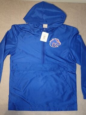 CSA Boise State Broncos Half Zip Pull Over Windbreaker Jacket, New, S, Blue NCAA